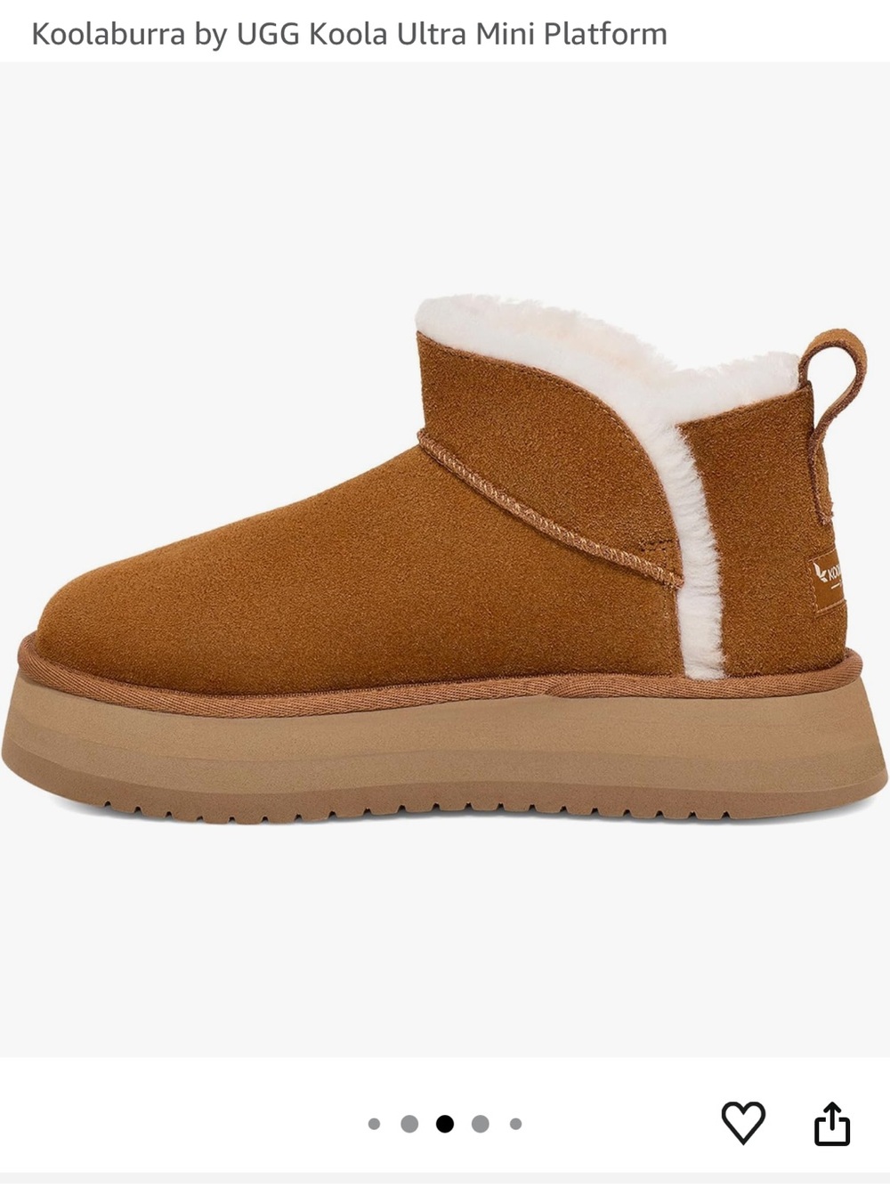 Koolaburra Chestnut Mini Platform Ankle Boot with White Shearling Trim - Picture 2 of 7